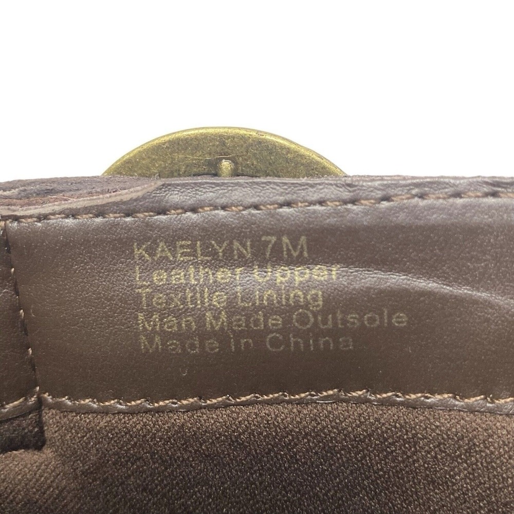 Reba Womens Size 7 Kaelyn Suede Leather Textured Slide Mule Booties Buckle Brown - Picture 12 of 12